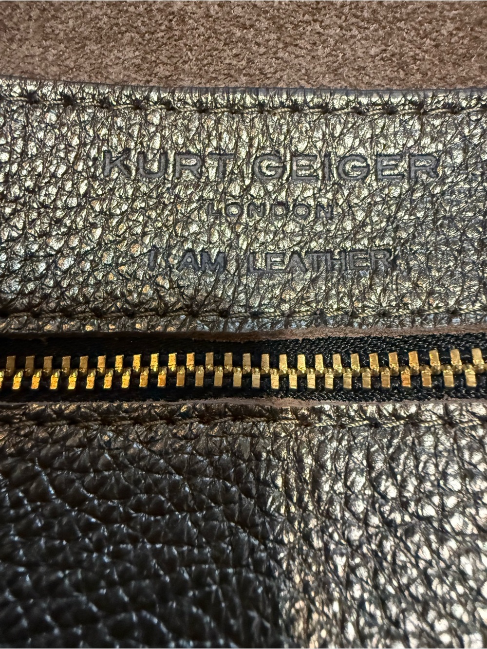 Kurt Geiger Gun metalLeather Tote with Double Handles - Picture 5 of 5